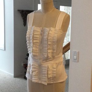 Designer Camisole with front Zipper and double rows of ruffles.